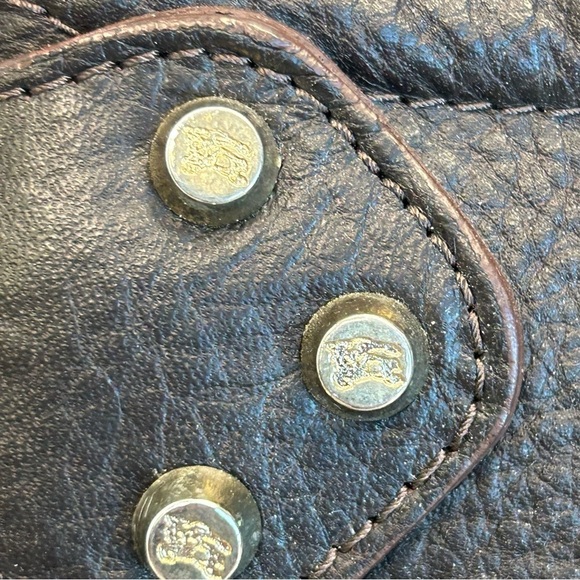 BURBERRY rare unique chocolate brown plaid check nova print cloth bag purse - Picture 8 of 10